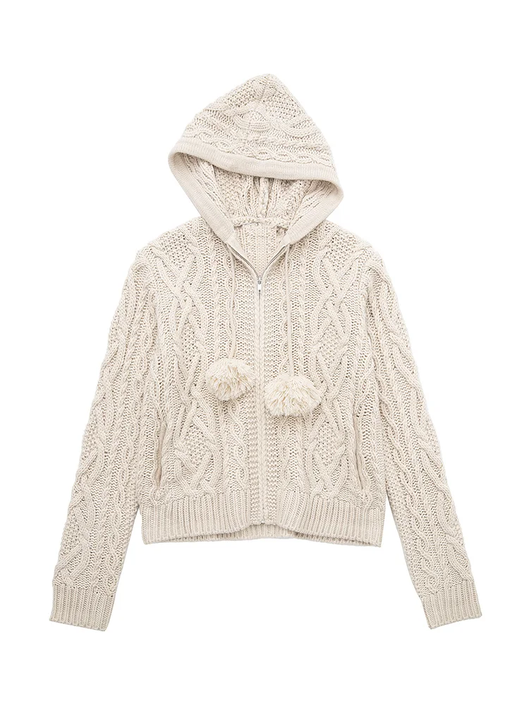 Cardigans Women Sweaters 2022 Long Sleeve Zip Up Knitted Cardigan Loose Casual Drawstring Hooded Cardigan Sweater With Pompoms
Cardigans Women Sweaters 2022 Long Sleeve Zip Up Knitted Cardigan Loose Casual Drawstring Hooded Cardigan Sweater With Pompoms