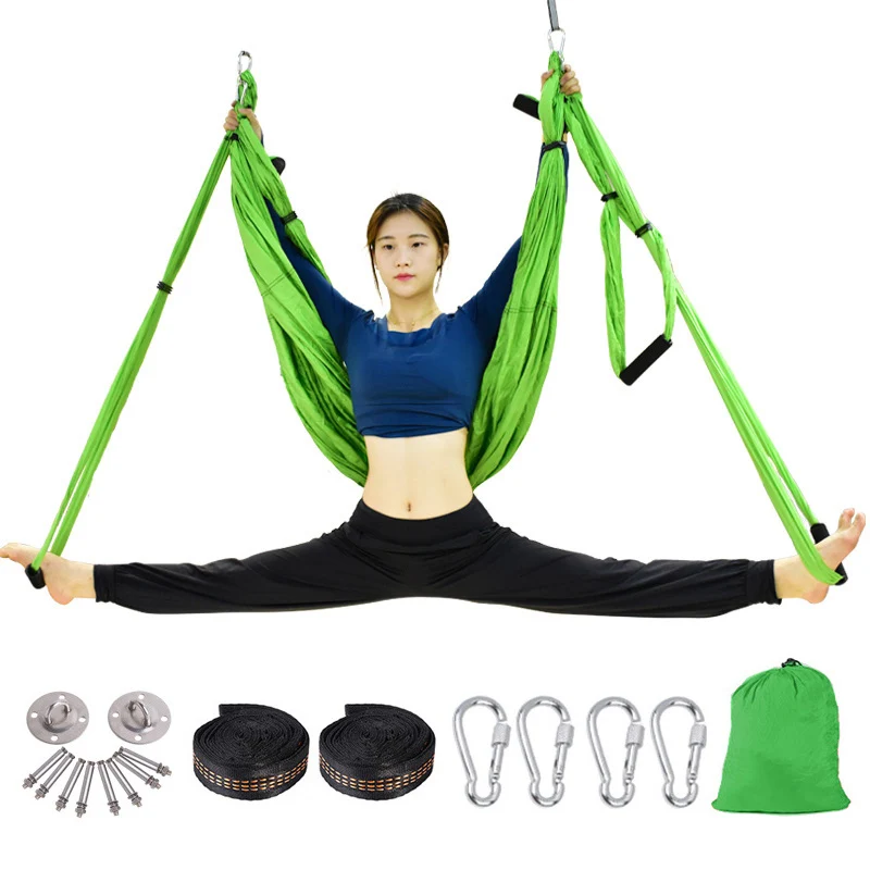 

Yoga Swing With 6 Handle Pilates Nylon Fabric Antigravity Flying Aerial Yoga Hammock Set