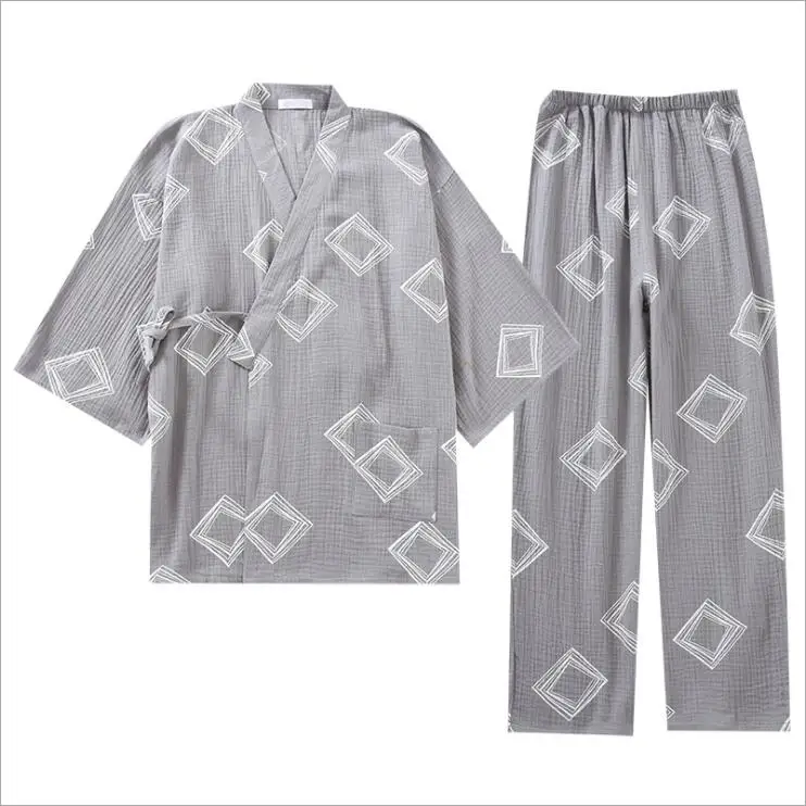 Spring And Autumn Japanese Kimono Pajamas Men Washed Pure Cotton Yarn lace-up Hanfu Large Size Home Wear Set
Spring And Autumn Japanese Kimono Pajamas Men Washed Pure Cotton Yarn lace-up Hanfu Large Size Home Wear Set