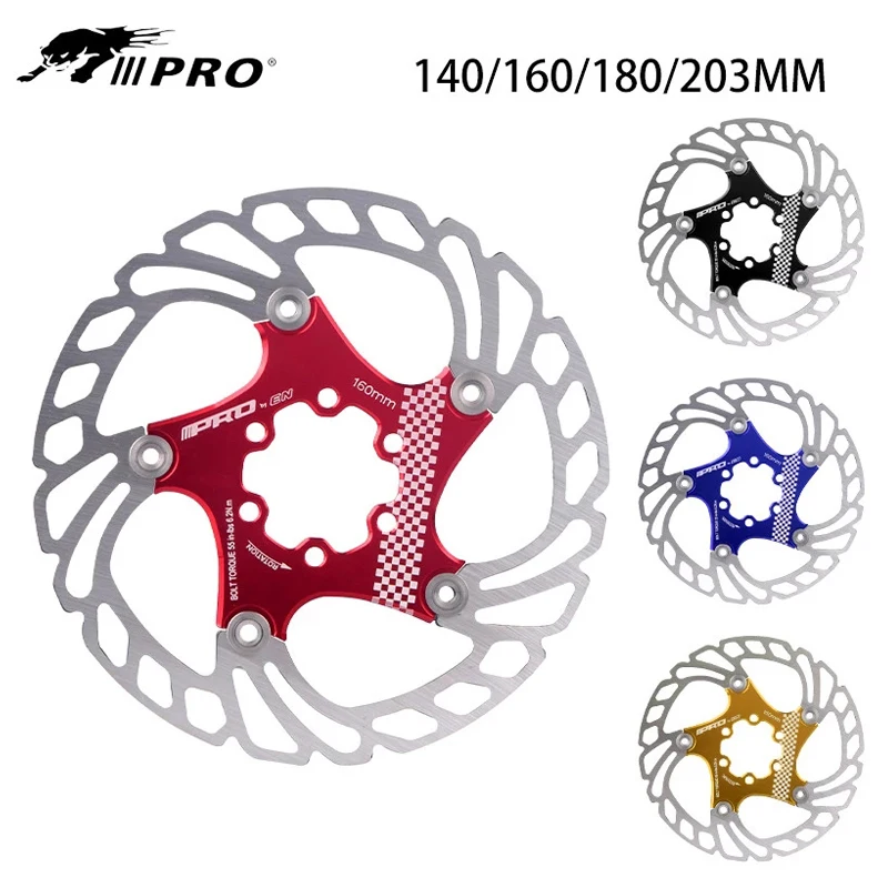 

IIIPRO Mountain Bike Brake Rotors Disc 140mm 160mm 180mm 203mm Ultra-light Disc Brake Rotor Strong Heat Dissipation Brake Pads