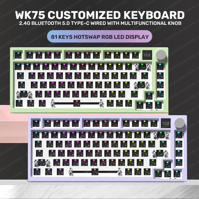 Игровая механическая клавиатура WK75, беспроводная Проводная Bluetooth клавиатура с 81клавишами Hotswap RGB для геймеров, пользовательская клавиатура для ПК, ноутбука
Игровая механическая клавиатура WK75, беспроводная Проводная Bluetooth клавиатура с 81клавишами Hotswap RGB для геймеров, пользовательская клавиатура для ПК, ноутбука