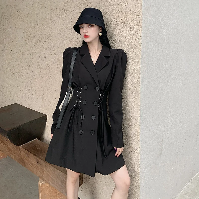Goth Fashion Women Long Sleeve Dress Vintage Double Breasted Patchwork V-neck Gothic Style Slim Ladies Dress For Early Autumn
Goth Fashion Women Long Sleeve Dress Vintage Double Breasted Patchwork V-neck Gothic Style Slim Ladies Dress For Early Autumn