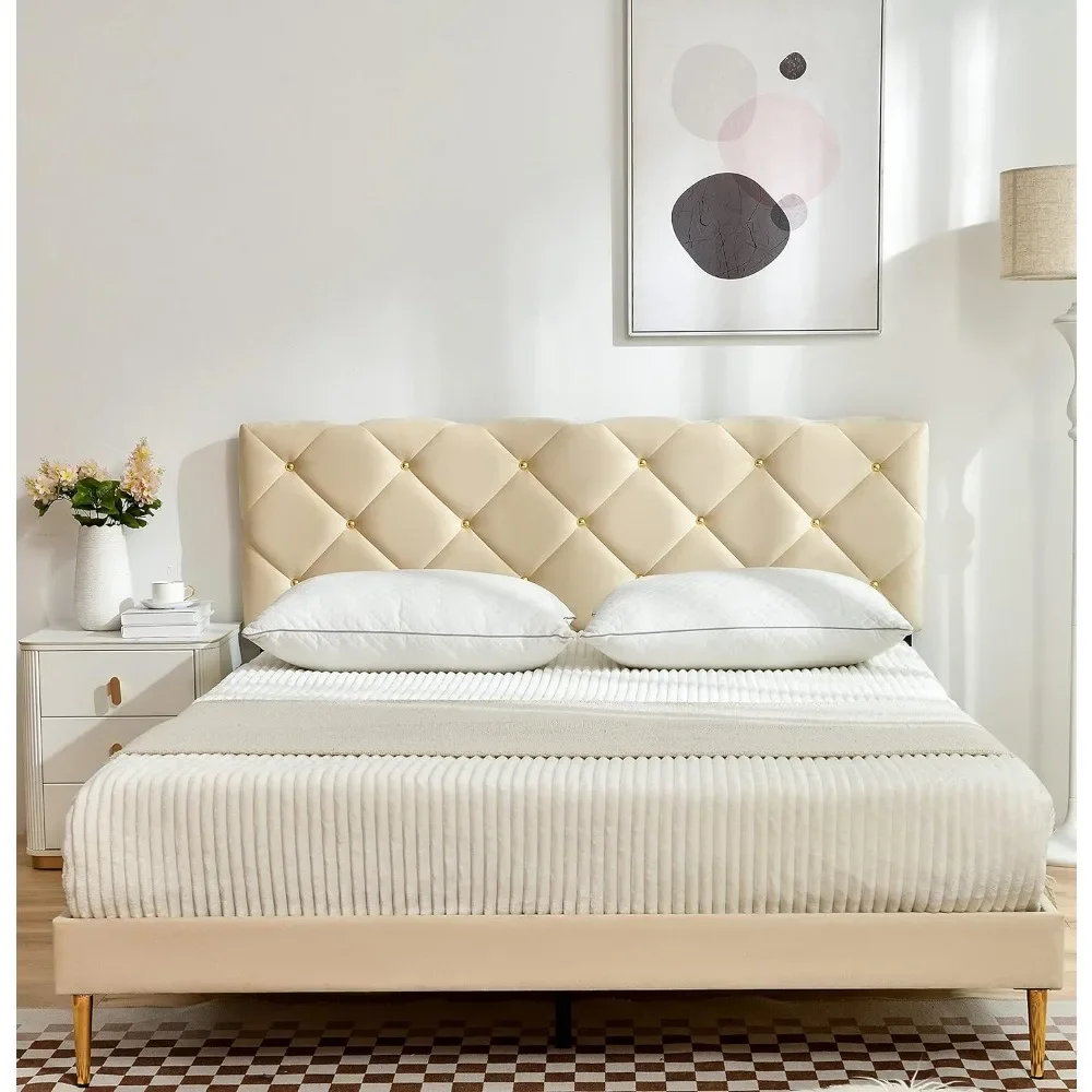 Full Size Bed Frame Clothing Cupboard Velvet Upholstered Platform With Headboard and Strong Wooden Slats No Box Spring Needed
Full Size Bed Frame Clothing Cupboard Velvet Upholstered Platform With Headboard and Strong Wooden Slats No Box Spring Needed