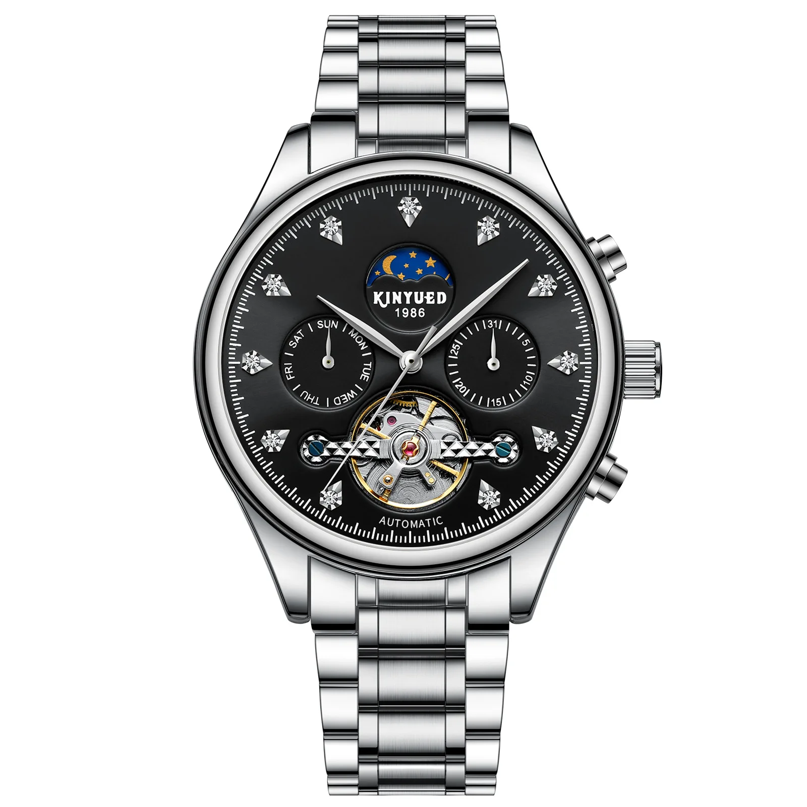 Fully automatic mechanical watch Multifunctional flywheel Waterproof leather mechanical watch Calendar Star Men's watch
Fully automatic mechanical watch Multifunctional flywheel Waterproof leather mechanical watch Calendar Star Men's watch