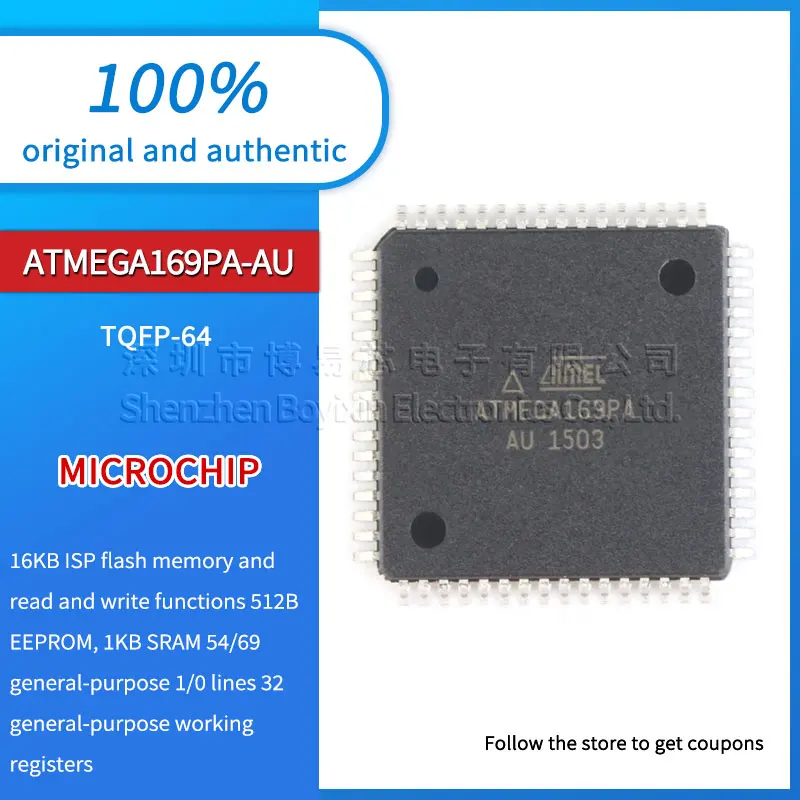 

Original genuine patch ATMEGA169PA-AU chip 8-bit microcontroller AVR chip IC package TQFP-64