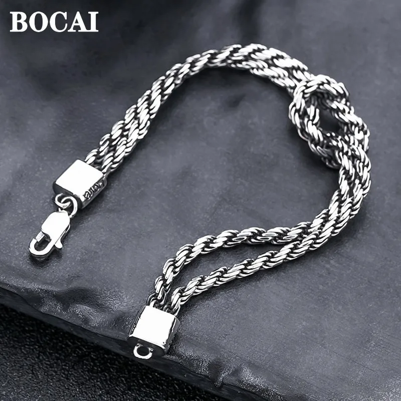 BOCAI Wholesale New S925 Silver Retro Coarse Woven knot Bracelet for Men 3MM Trendy Single Personality Jewelry Accessories
BOCAI Wholesale New S925 Silver Retro Coarse Woven knot Bracelet for Men 3MM Trendy Single Personality Jewelry Accessories