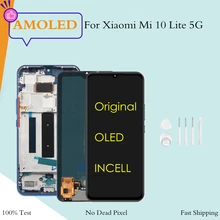 Écran tactile LCD Super AMOLED pour Xiaomi Mi 10 Lite 5G, A +++, Original, pas de Pixel mort=