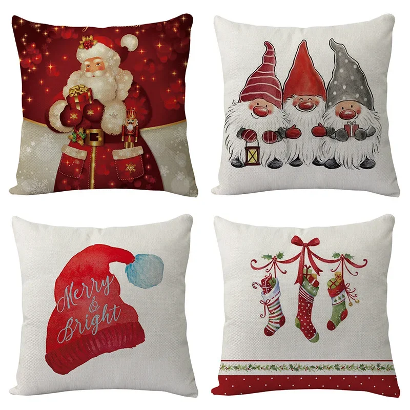 

Merry Christmas Pillow Cover Bed Home Sofa Decor New Year Elk Cushion Cover 45x45cm Fashion Modern Pillowcase Cojines 2024 F298
