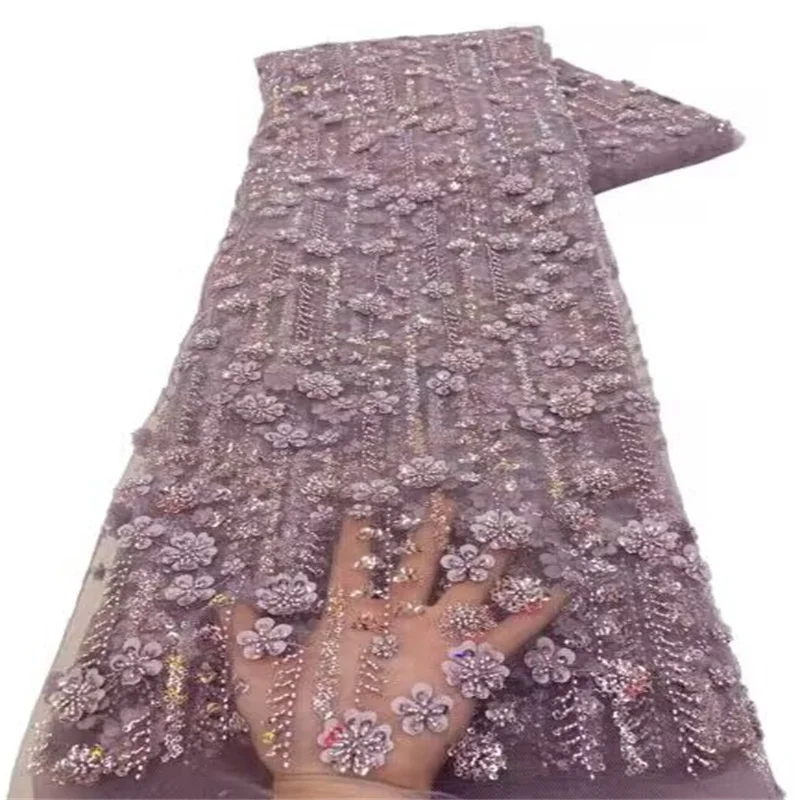 African Beaded Lace Fabric Pink Wedding Sequins Embroidery Groom Nigerian High Quality French Tulle Lace Fabric For Dress 5 Yard
African Beaded Lace Fabric Pink Wedding Sequins Embroidery Groom Nigerian High Quality French Tulle Lace Fabric For Dress 5 Yard