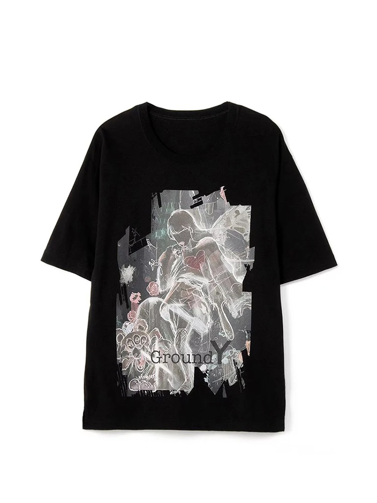 

Y-3 Graffiti Peach Heart Girl Short Sleeve T-Shirt Yohji Yamamoto T-Shirts Tops Loose O-Neck Oversize Tees Unisex Clothes Y3