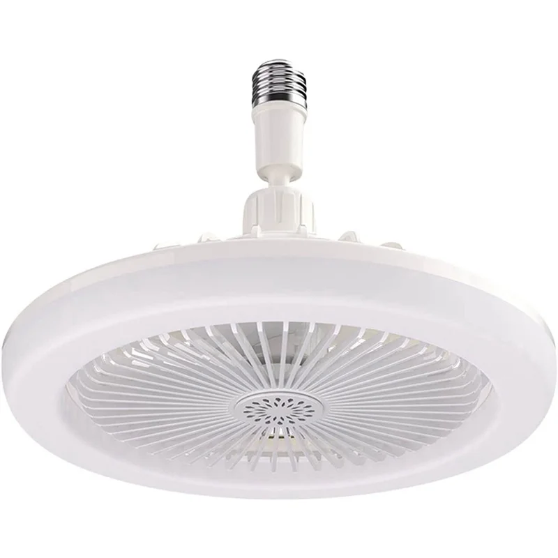 

E27 Ceiling Fan with Lights,Enclosed Low Fan Light,Hidden Electric Fan Gimbal Lamp Holder(White)