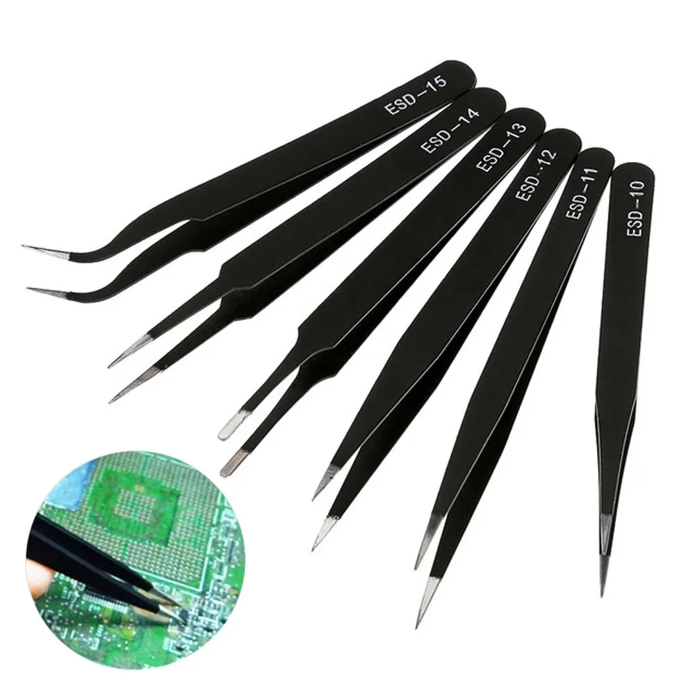 2Pcs ESD Anti-Static Stainless Steel Tweezers Precision Industrial Repair Tools Manual Maintenance Tools Accessory Hand Tools
2Pcs ESD Anti-Static Stainless Steel Tweezers Precision Industrial Repair Tools Manual Maintenance Tools Accessory Hand Tools