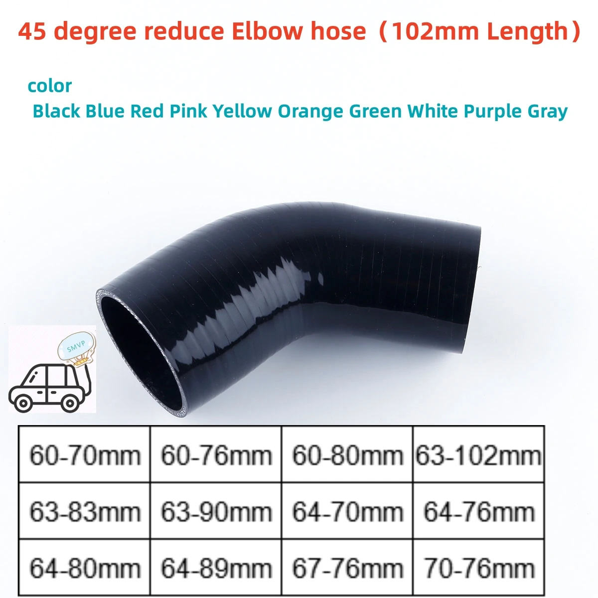 

45 degree reducer elbow Silicone hose COUPLER intercooler 3-ply ID 60-70mm 60-76mm 60-80 63-83 63 64 67 70 76 80 83 89 90 102mm