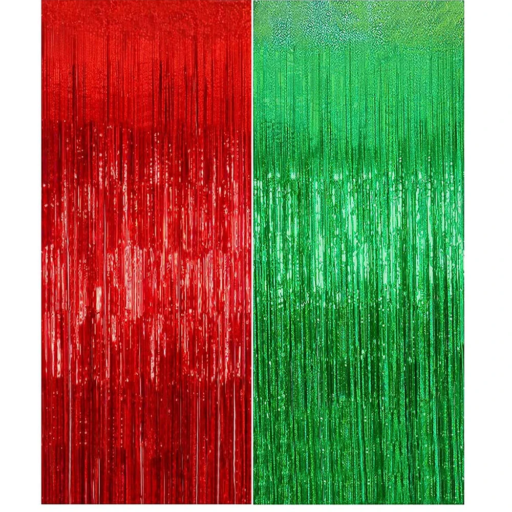 2pack 1x2m Xmas Fringe Backdrop Green Red Foil Fringe Curtain Backdrop Curtain Birthday Decorations Christmas Party Supplies
2pack 1x2m Xmas Fringe Backdrop Green Red Foil Fringe Curtain Backdrop Curtain Birthday Decorations Christmas Party Supplies