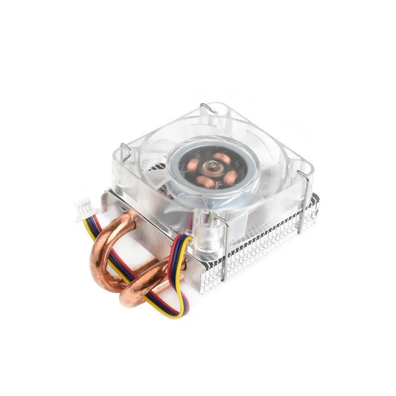 

Low-Profile ICE Tower CPU Cooling Fan for Pi 5, Raspberry Pi 5 Cooler, U-Shaped Copper Tube, Cooling Fins, With Colorful RGB LED