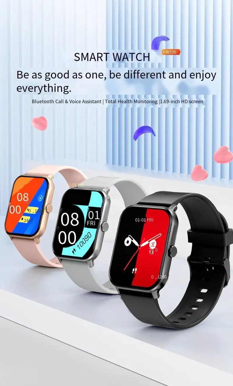 New KW105 intelligent bluetooth watch men call AI fitness tracker IP68 smart watches 1.69 -inch high-definition screen 60 m
New KW105 intelligent bluetooth watch men call AI fitness tracker IP68 smart watches 1.69 -inch high-definition screen 60 m