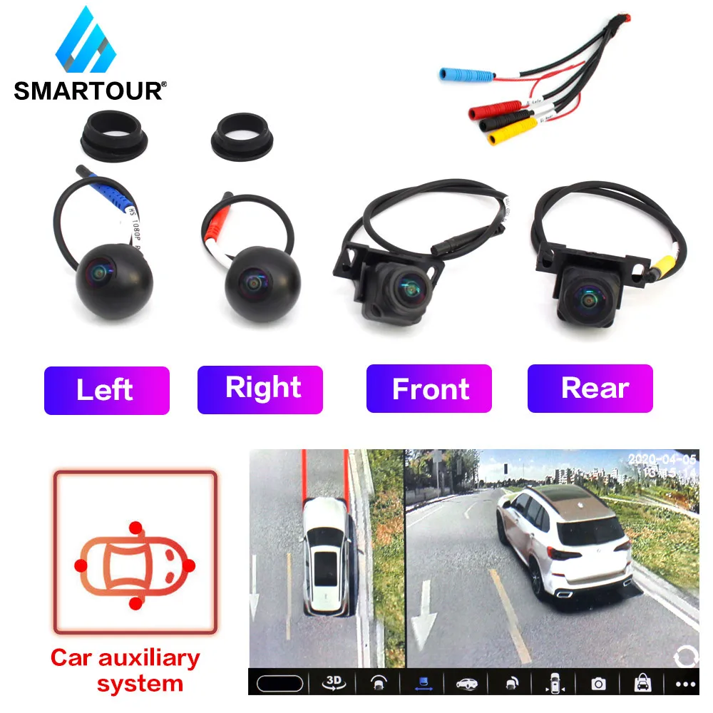 

Smartour 3D 360 Degree Car Camera Surround View 4K 1080P AHD Right+Left+Front+ Rear View Camera System For Android Auto Radio