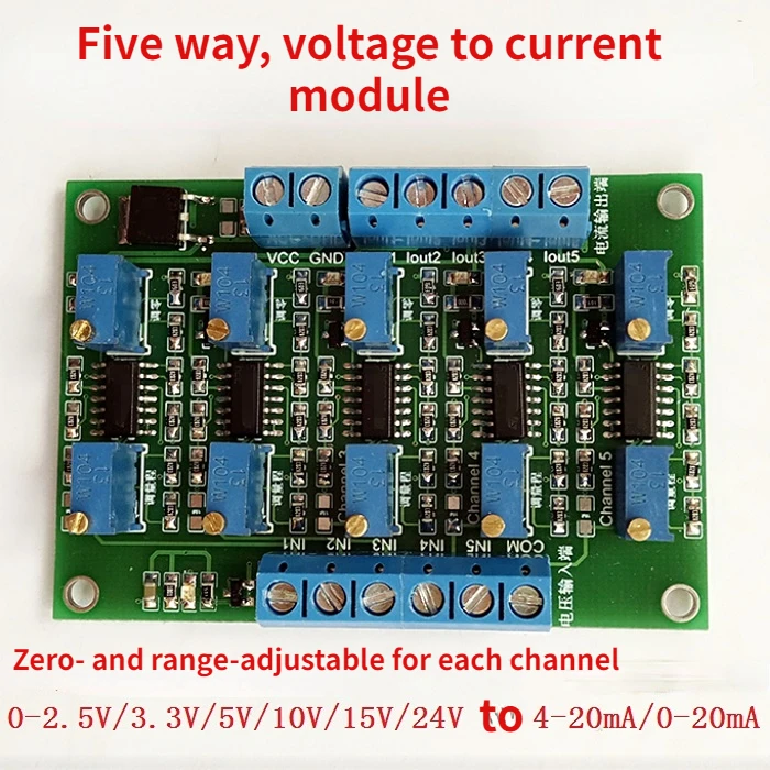 Многоканальное пятиканальное напряжение до тока, пять in и пять Out, 0-3,3 V/5V/10V/15V до 4-20ma передатчик
Многоканальное пятиканальное напряжение до тока, пять in и пять Out, 0-3,3 V/5V/10V/15V до 4-20ma передатчик