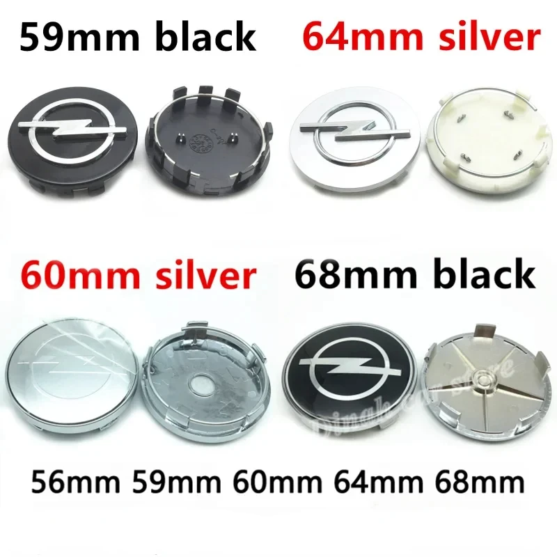 

4pcs 56mm 59mm 60mm 64mm 68mm Car Wheel Center Hub Caps Black Silver Rims Covers Auto Logo Badge Emblem Parts Accessories