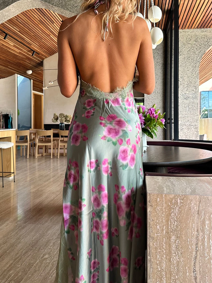 

Женское летнее длинное пляжное платье без рукавов, женское платье макси трапециевидной формы с цветочным принтом, пляжная одежда 2024