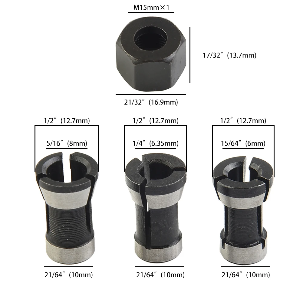 1 Pc M15 Screw Nut With 3 Pcs Router Bit Collet Chuck Electric Router Milling Cutter 6/6.35/8mm Collet Chuck Tools Accessories
1 Pc M15 Screw Nut With 3 Pcs Router Bit Collet Chuck Electric Router Milling Cutter 6/6.35/8mm Collet Chuck Tools Accessories