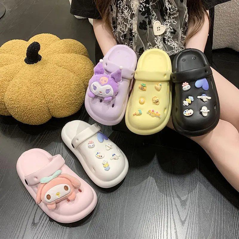 Сандалии Sanrio Kuromi My Melody Cinnamoroll женские, модные мягкие Нескользящие пляжные босоножки на толстой подошве, для милых девушек, лето
Сандалии Sanrio Kuromi My Melody Cinnamoroll женские, модные мягкие Нескользящие пляжные босоножки на толстой подошве, для милых девушек, лето