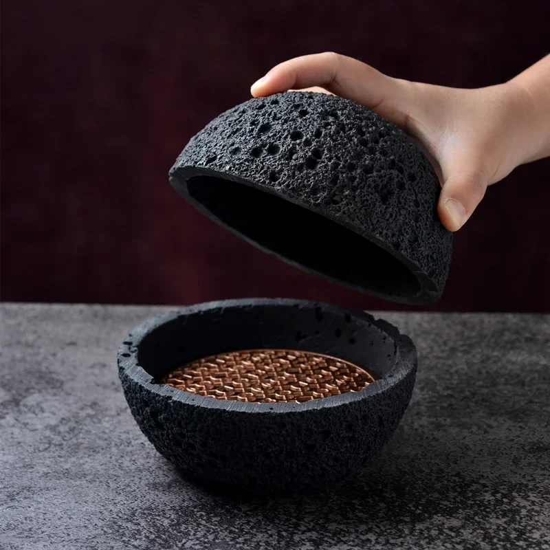 

Smoked Round Planet Bowls Black Imitation Ball Tableware Molecular Disk Bowl Soup Stone Volcanic Of Creative Cuisine
