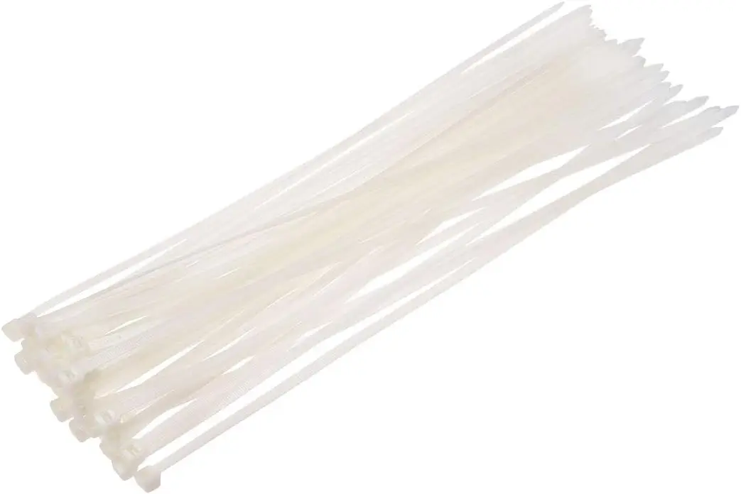 

Tcenofoxy 60pcs Cable Zip Ties 18 Inch x 0.2 Inch Self-Locking Nylon Tie Wraps White