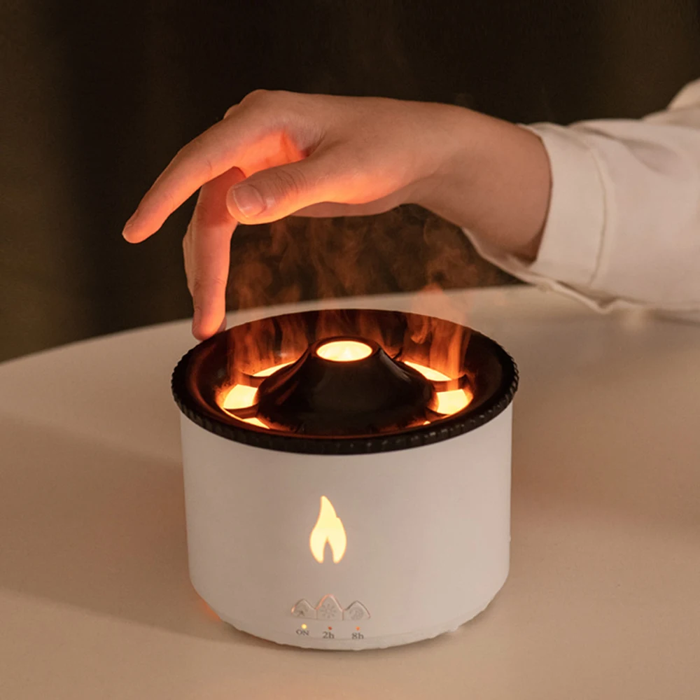 

360ml Volcanic Essential Oil Aromatherapy Machine Small Mini Humidifier Ultrasonic Desktop Flame Lamp Spit Ring Smoke Ring
