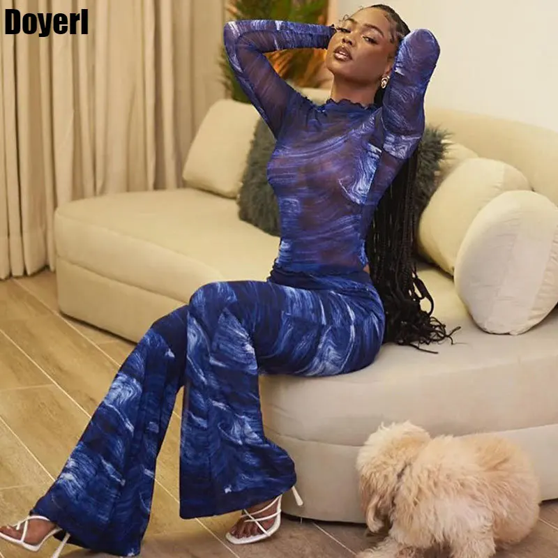 Streetwear Print 2 Piece Set Women Outfit Sheer Mesh T-shirt Top and Flare Pants New In Matching Sets Night Club Outfits Y2K
Streetwear Print 2 Piece Set Women Outfit Sheer Mesh T-shirt Top and Flare Pants New In Matching Sets Night Club Outfits Y2K