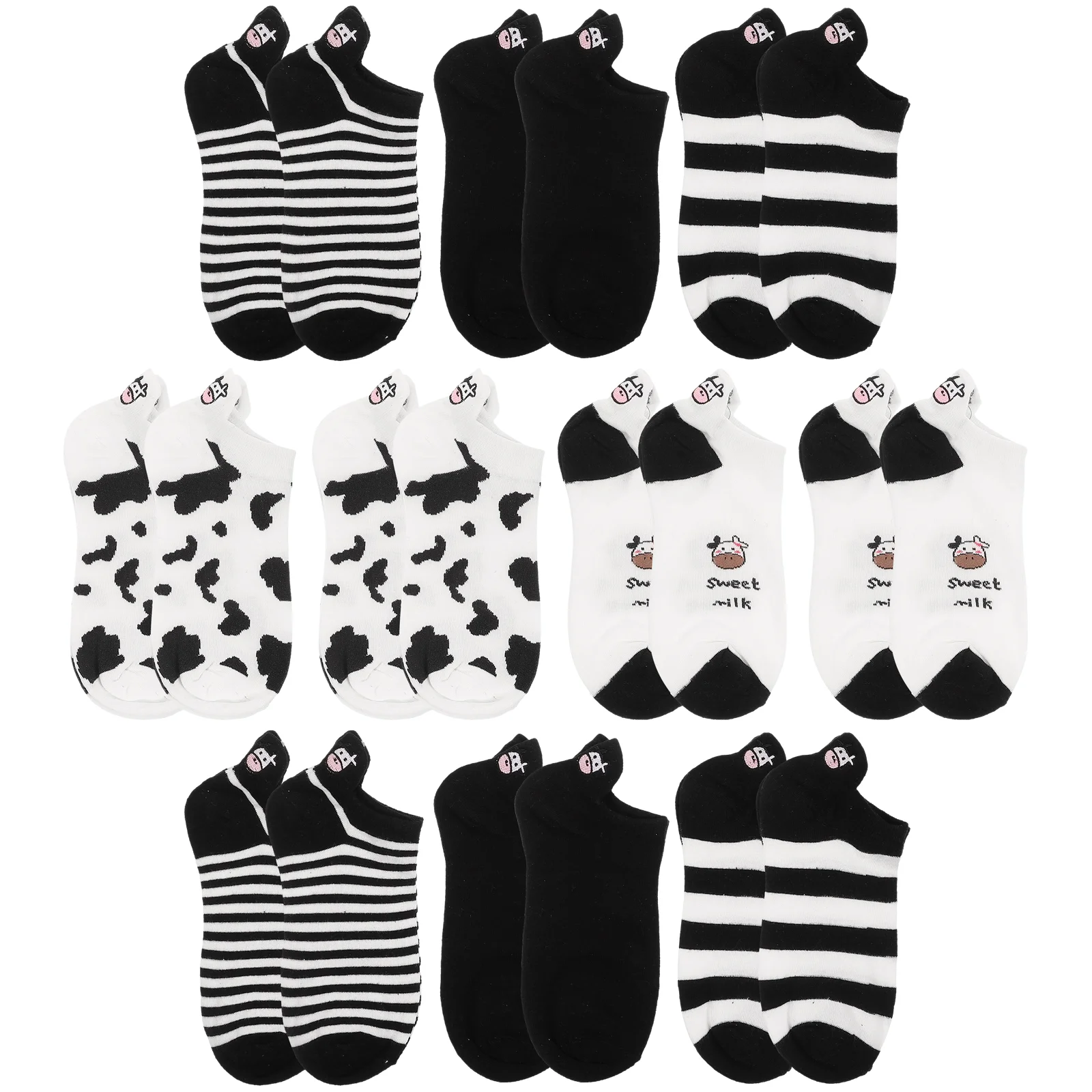 Valiclud Cute Cartoon Socks - 5 Pairs of Comfortable Cotton Ankle Socks with Lovely Cow Pattern for Girls and Women
Valiclud Cute Cartoon Socks - 5 Pairs of Comfortable Cotton Ankle Socks with Lovely Cow Pattern for Girls and Women