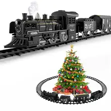 

Electric Christmas Train Toy Set Car Railway Tracks Steam Locomotive Engine Diecast Model Educational Game Boy Toys for Children