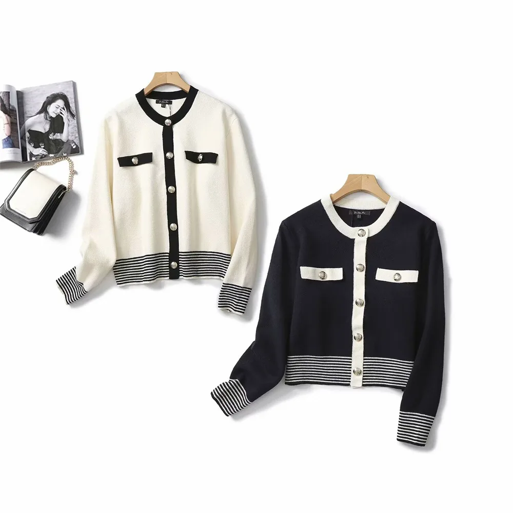New style small fragrant patchwork cardigan knitted short jacket for women
New style small fragrant patchwork cardigan knitted short jacket for women