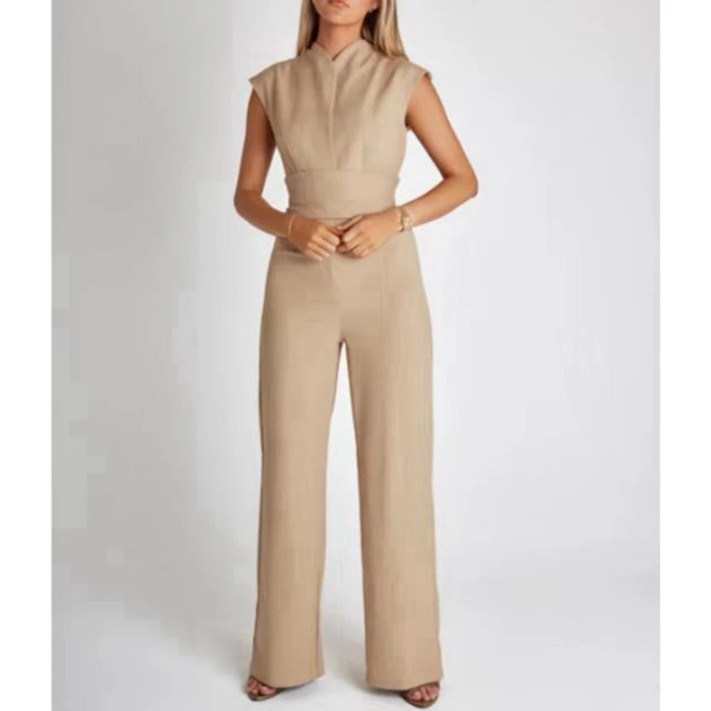 Summer Women's Fashion Casual Office Lady Sleeveless Solid Color Lace-up Straight Jumpsuits Female Slim Waist OL Style Workwear
Summer Women's Fashion Casual Office Lady Sleeveless Solid Color Lace-up Straight Jumpsuits Female Slim Waist OL Style Workwear