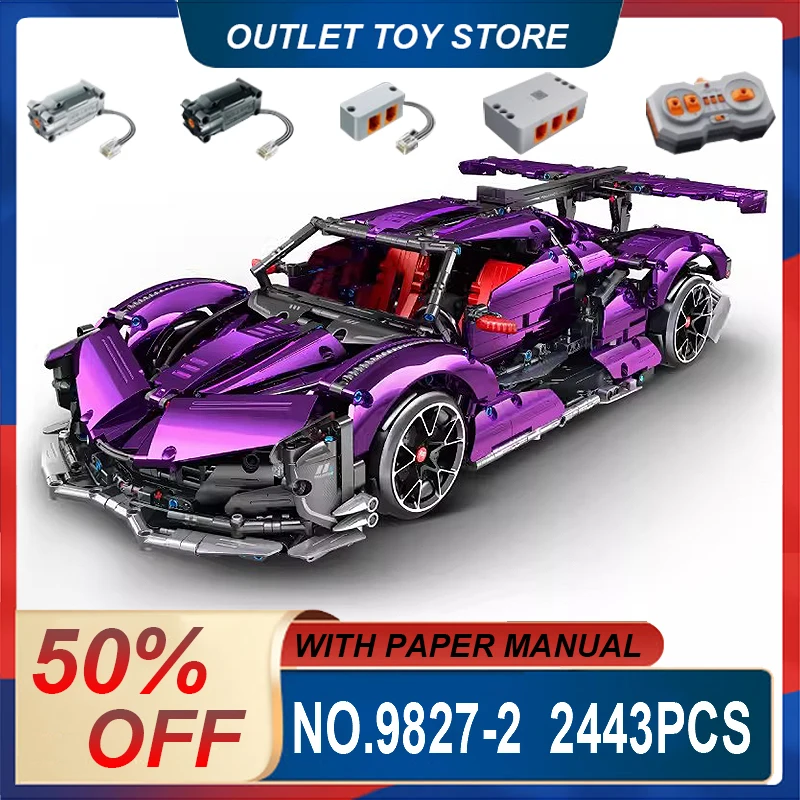 

IM Master 9827-2 MOC Technical Electroplated Purple Vehicle RC Super Car Model Building Blocks Bricks Puzzle Toy Christmas Gifts