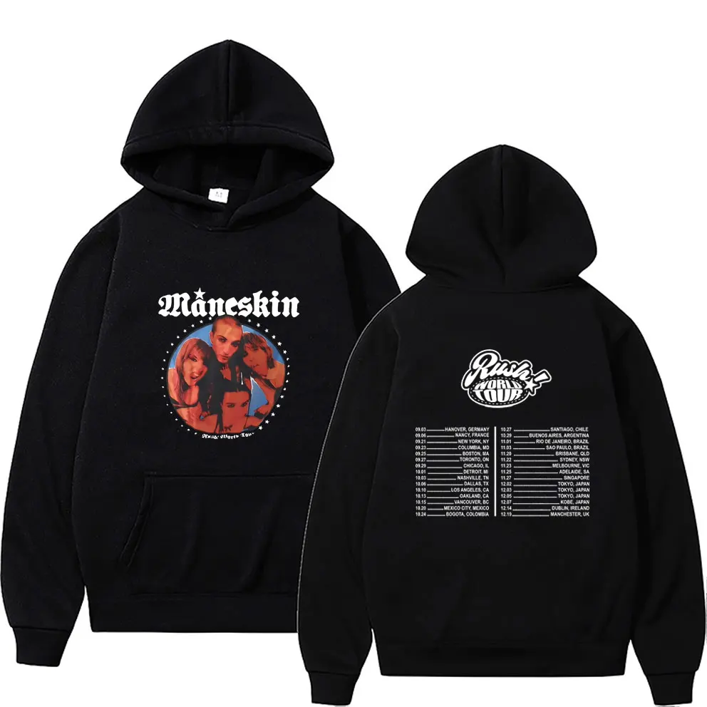 Italian Rock Band Maneskin Men Women's Fashion Casual Oversized Hoodie Rush World Tour Double Sided Printed Hooded Sweatshirt
Italian Rock Band Maneskin Men Women's Fashion Casual Oversized Hoodie Rush World Tour Double Sided Printed Hooded Sweatshirt