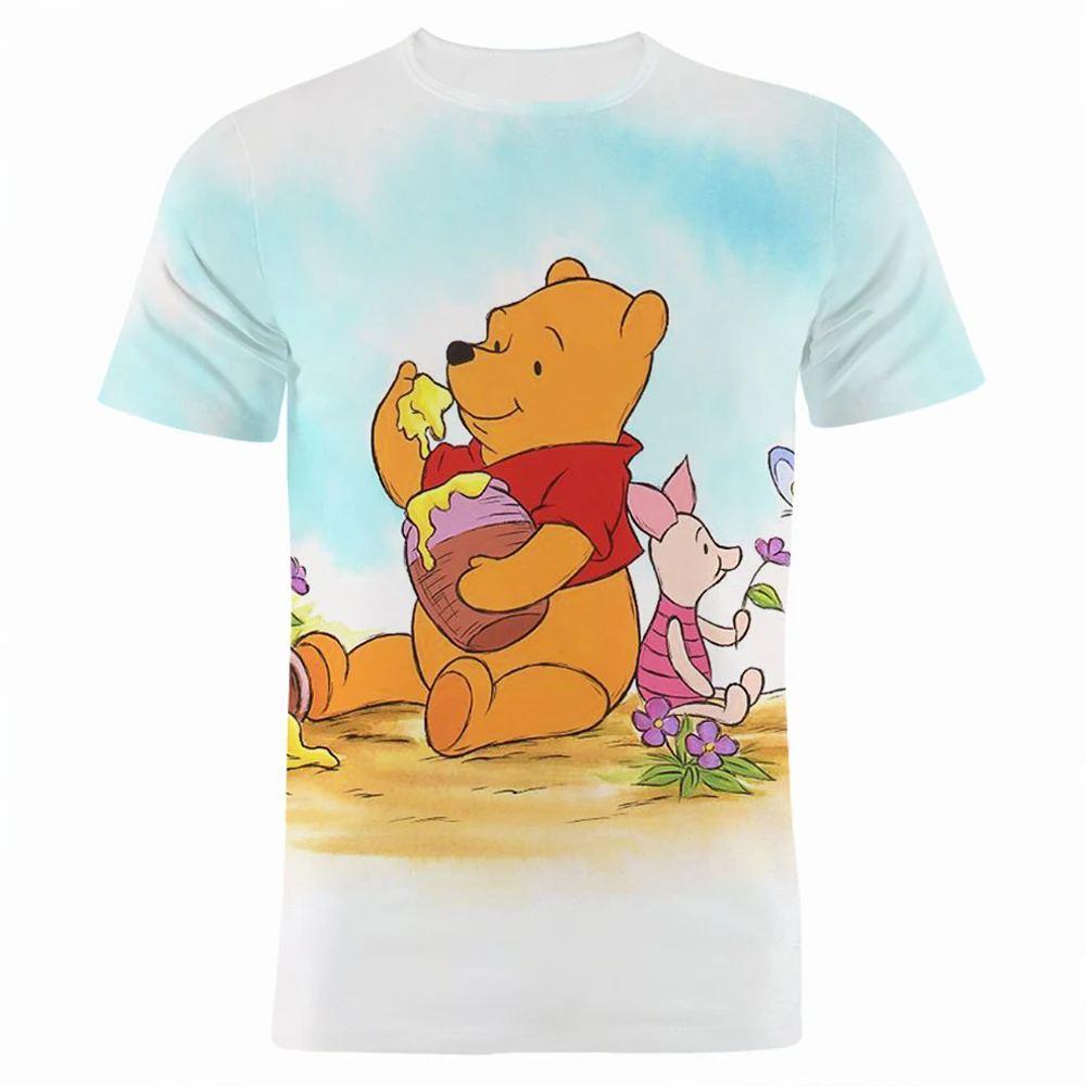 

Cartoon 3D Printed Crew Neck Loose Men's T Shirt Disney Winnie the Pooh Summer Men's T Shirt Short Sleeve Boutique Streetwear