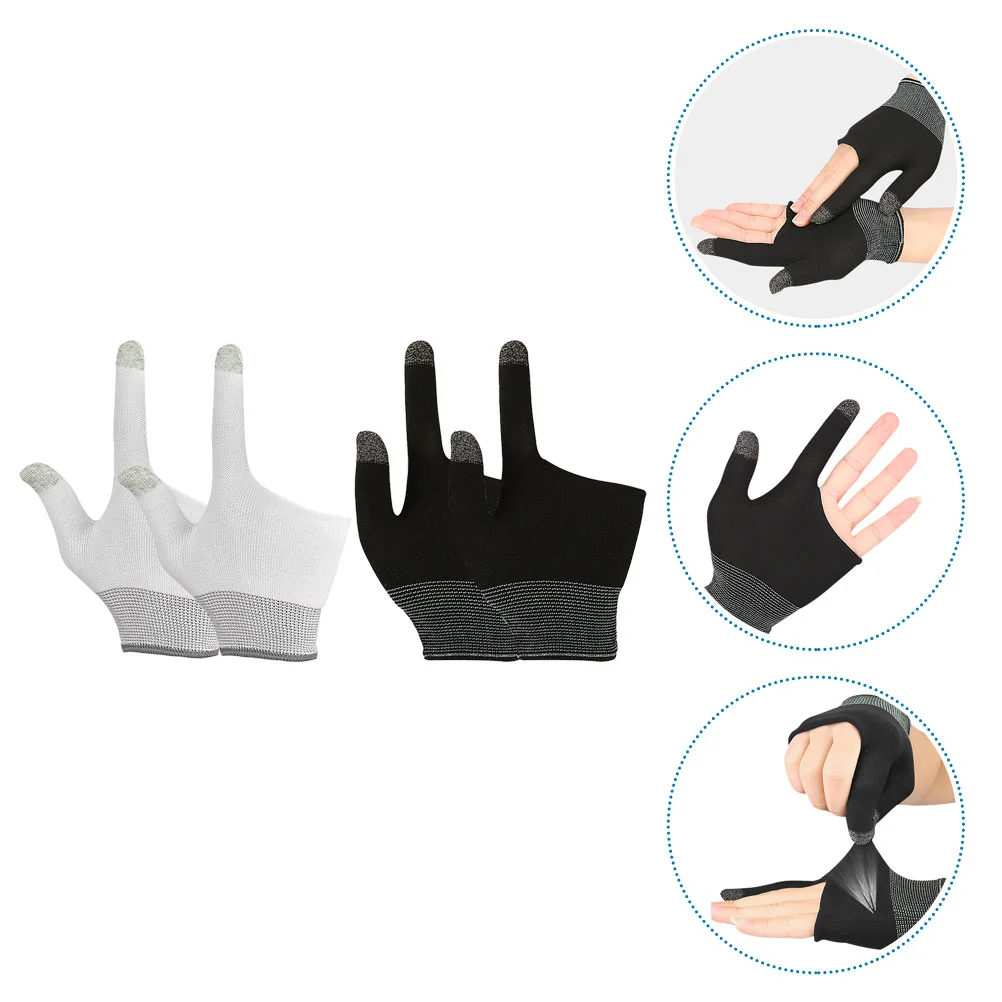 

2 Pairs Game Gloves Nylon Gamer Touch Gaming Thumb Sleeves Mobile Graphene Finger Mens