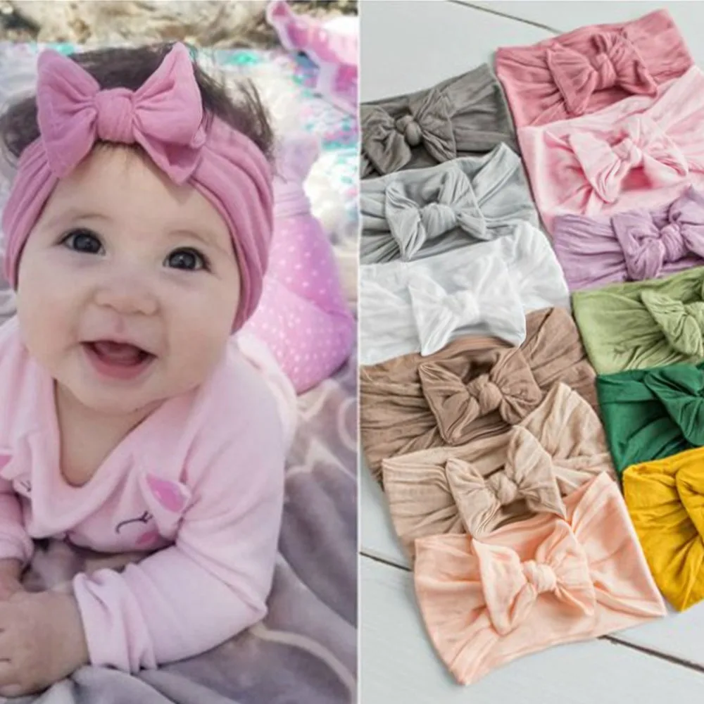 

Super Stretchy Soft Knot Headbands with Hair Bows Head Wrap Hair Accessories for Newborn Baby Girls Infant Toddlers Kids