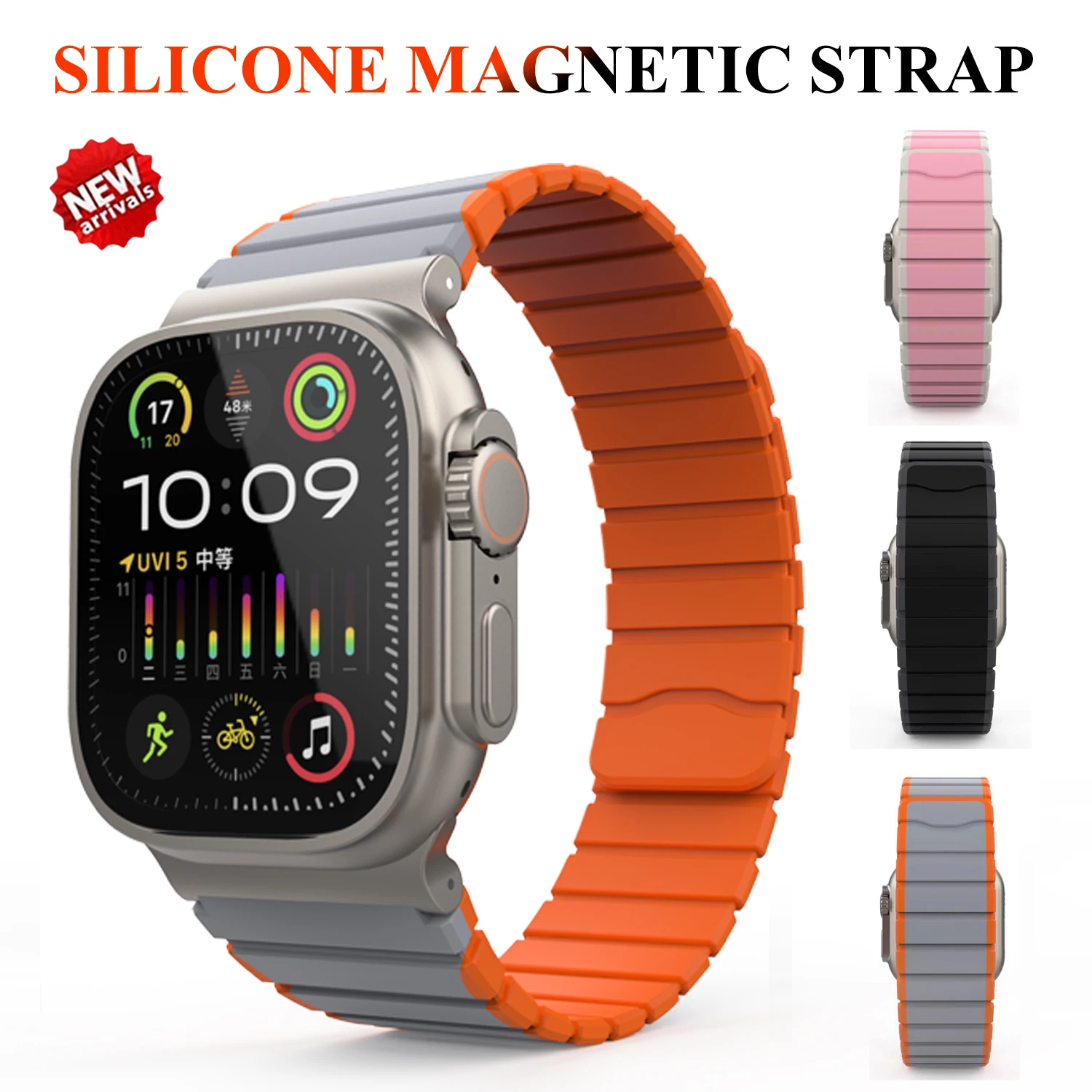 Magnetic Strap for Apple Watch Ultra band 49mm 45mm 44mm 42mm 40mm 41mm Silicone Bracelet iWatch Series 9 8 SE 7 6 5 4 2
Magnetic Strap for Apple Watch Ultra band 49mm 45mm 44mm 42mm 40mm 41mm Silicone Bracelet iWatch Series 9 8 SE 7 6 5 4 2