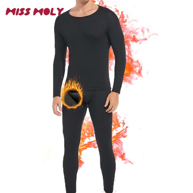 

Long Johns Thermal Underwear for Men Fleece Lined Base Layer Set for Cold Weather 2 Pieces Sets Crew Neck Top and Bottom