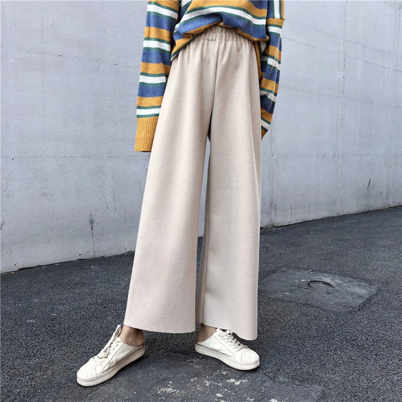 L-6XL Elastic Waist Ankle-Length Wool Wide Leg Pants 2023 Autumn Winter Fashion Women Office Lady Loose High Waist Simple Pants
L-6XL Elastic Waist Ankle-Length Wool Wide Leg Pants 2023 Autumn Winter Fashion Women Office Lady Loose High Waist Simple Pants