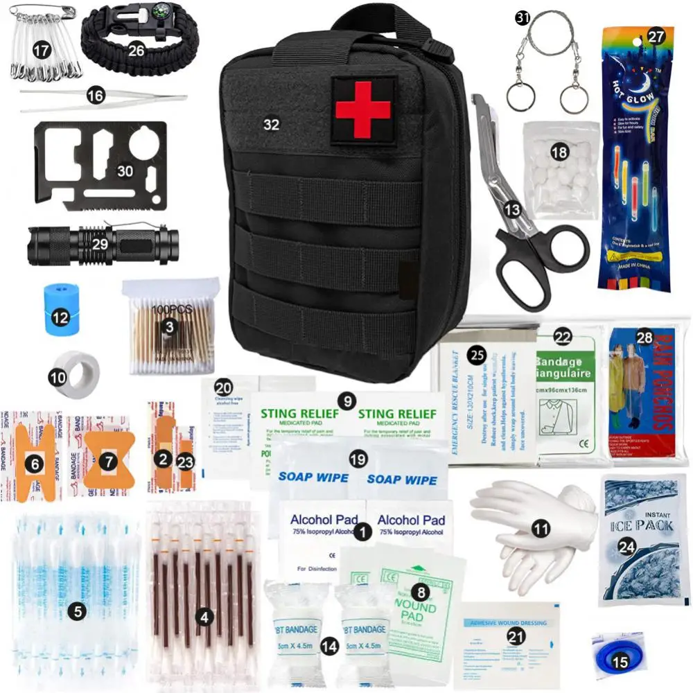 

Survival Rescue First Aid Bag Trauma Kit Medical Pouch Emergency Gear Outdoor Camping Lifesaving Tactical Waistpack S0S Set