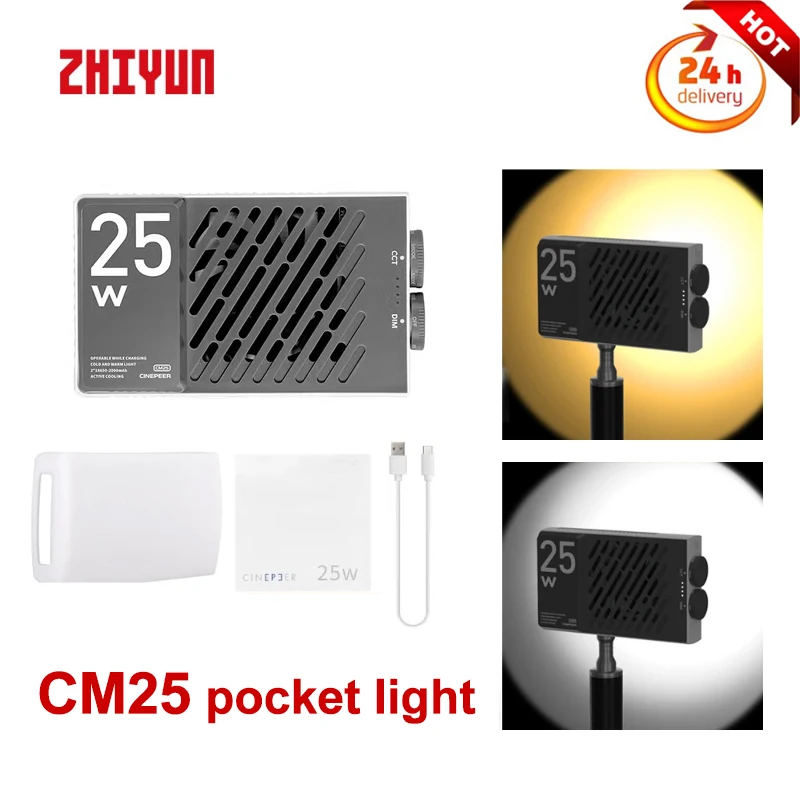 

ZHIYUN CINEPEER CM25 LED Video Light 2700K-6200K Bi-Color Pocket Light With Soft Diffuser Mini Fill Light for Photography