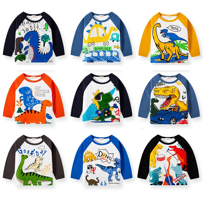 Year Children's Clothing T-Shirts 2-10 Cartoon Dinosaur Letter Splicing Stripe O-neck Boys Clothes 2023 New Fashion Kids Clothes
Year Children's Clothing T-Shirts 2-10 Cartoon Dinosaur Letter Splicing Stripe O-neck Boys Clothes 2023 New Fashion Kids Clothes