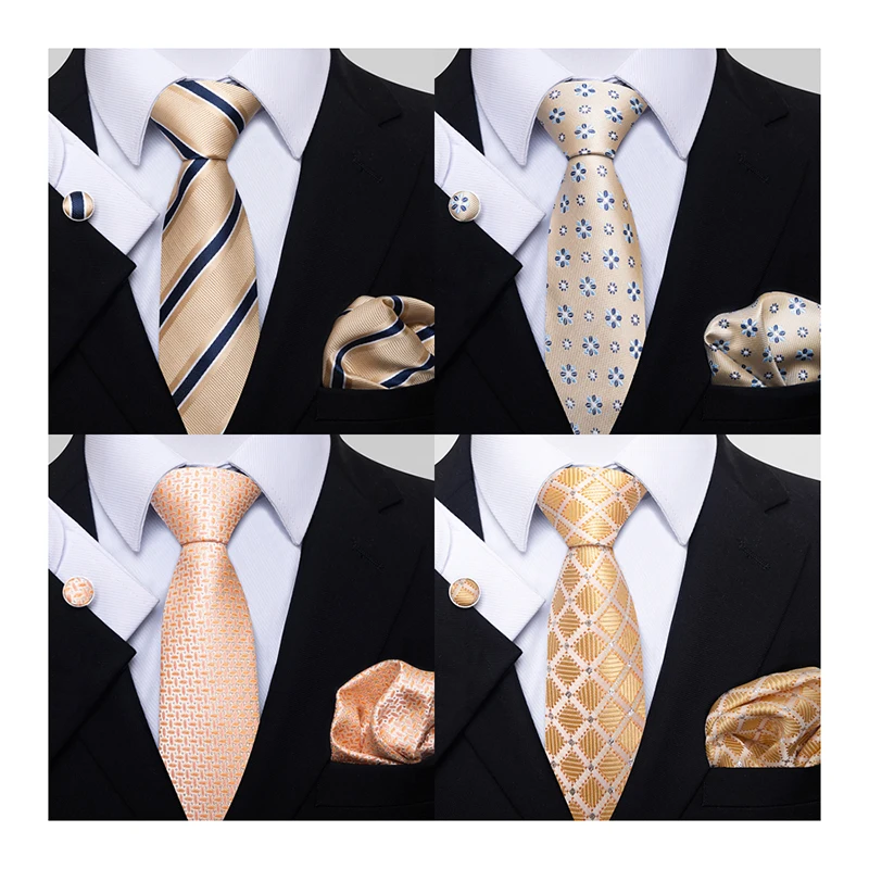 Модный брендовый Шелковый праздничный подарок галстук платок Набор Запонок