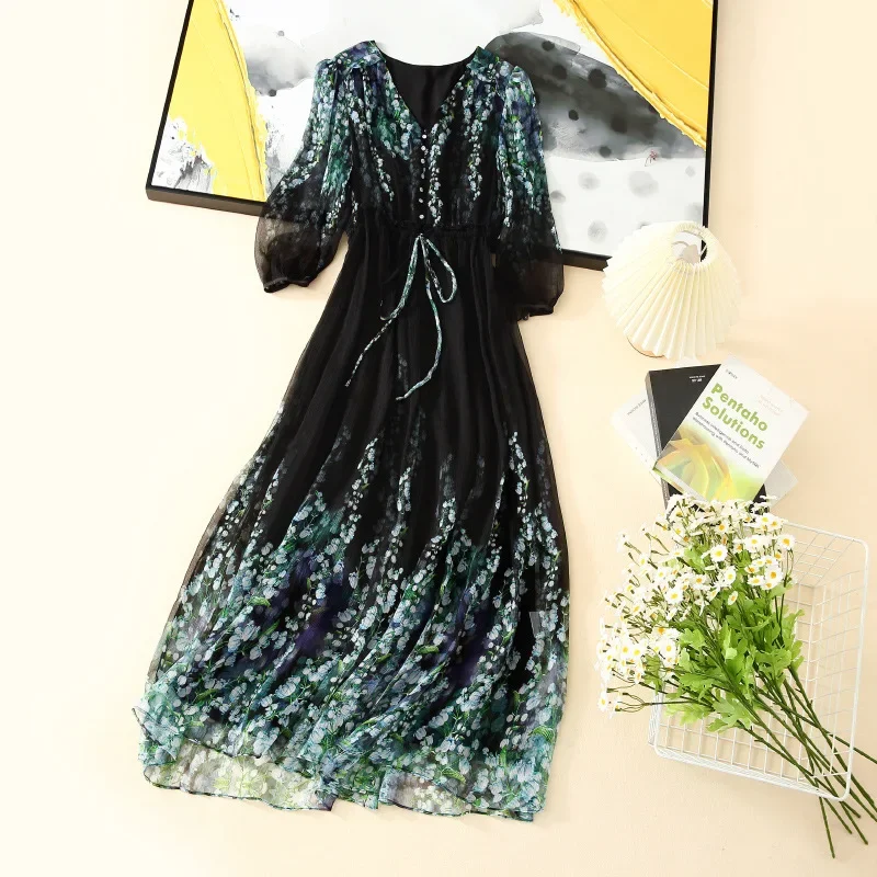 Birdsky, 1PC Women dress pleat wrinkle drape V neck 100% real mulberry silk georgette flower gradual change color, S-751
Birdsky, 1PC Women dress pleat wrinkle drape V neck 100% real mulberry silk georgette flower gradual change color, S-751