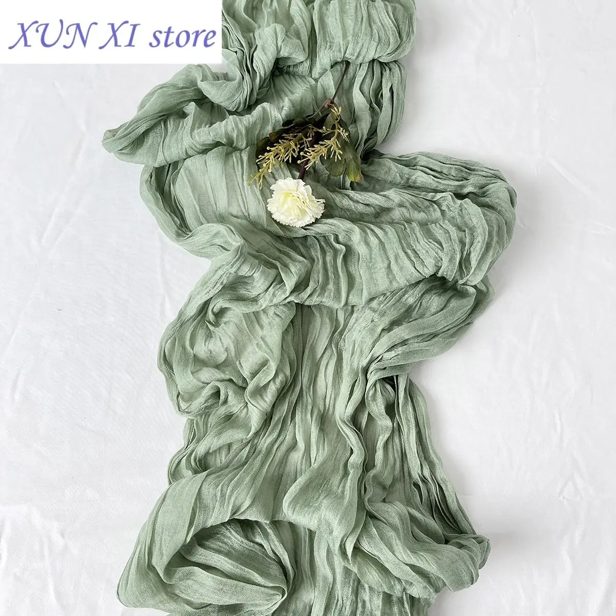 

New Semi-Sheer Gauze Christmas Table Runner Green Cheesecloth Table Setting Dining Vintage Party Banquets Arches Cake Decor