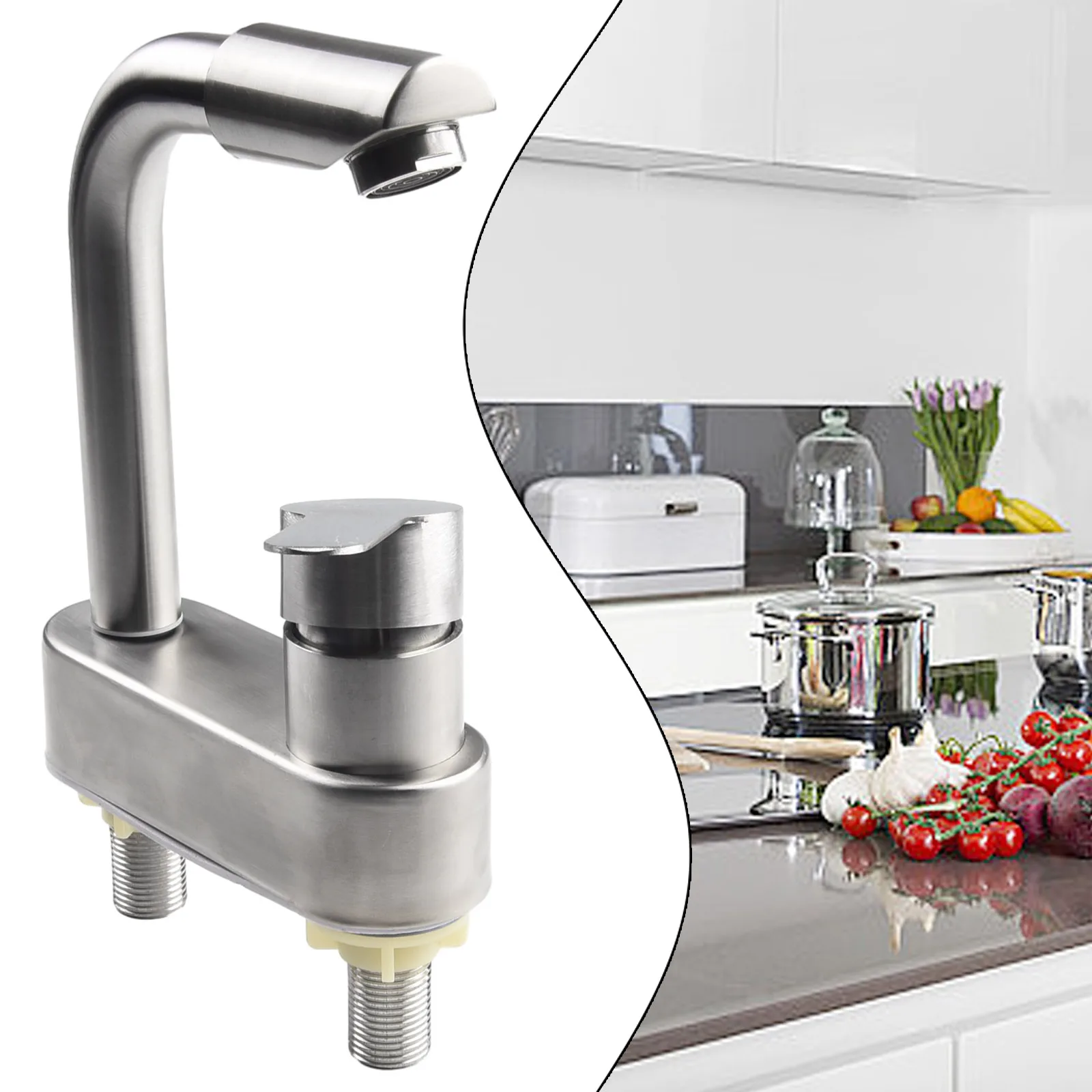 

Brand New Basin Faucet Mixer Faucets 1 Pc 2 Holes 304 Stainless Steel Anti-corrosion Ceramic Valve Contemporary