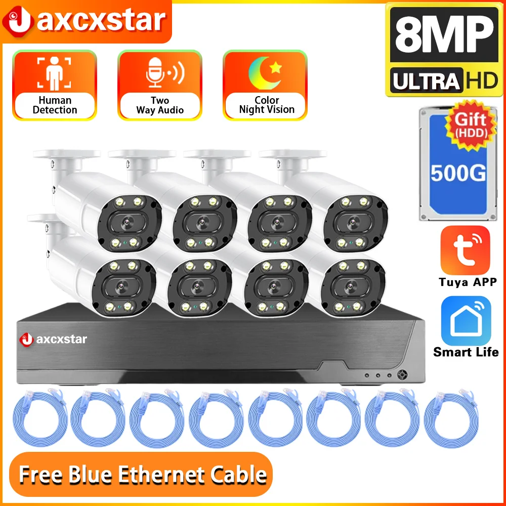 8CH 4K Tuya POE NVR Security System 8MP/5MP Outdoor IP66 Waterproof CCTV Camera Set Video TwowayAudio Free Ethernet Cable
8CH 4K Tuya POE NVR Security System 8MP/5MP Outdoor IP66 Waterproof CCTV Camera Set Video TwowayAudio Free Ethernet Cable